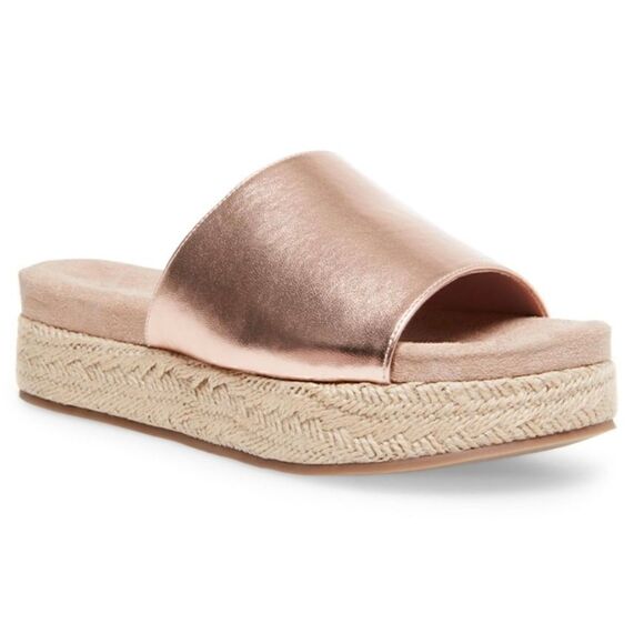 MADDEN GIRL ELTIE IN ROSE GOLD ESPADRILLES SANDALS SLIDES SHOES SIZE 8.5 - Picture 1 of 11